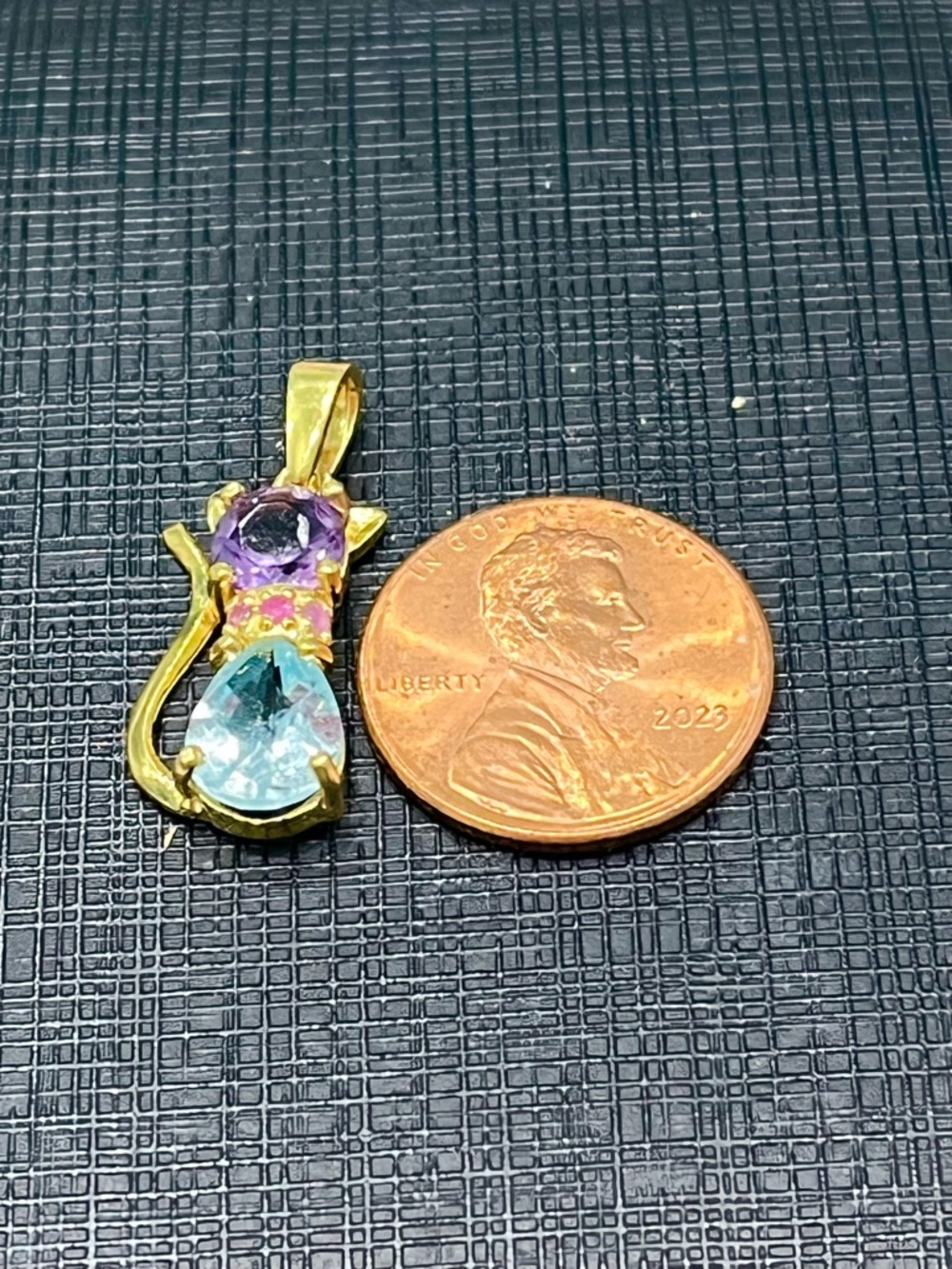 14KGP Genuine Topaz Amethyst Garnet Pendant - Picture 5 of 5